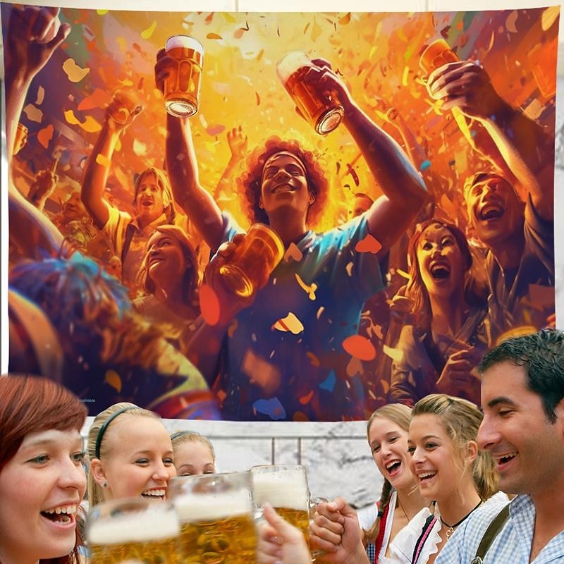 Oktoberfest Beer Hanging Tapestry Wall Art Large Tapestry Mural Decor Photograph Backdrop Blanket Curtain Home Bedroom Living Room Decoration3