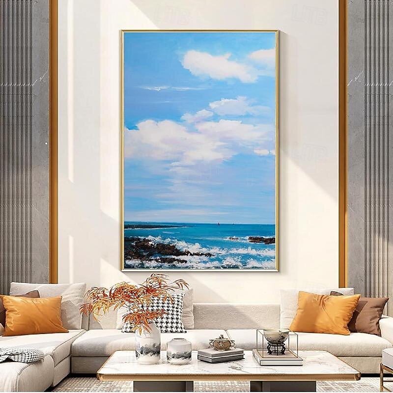 Large Abstract Sailboat oil painting handmade Canvas Wall Art  Nautical seacape Oil Painting on Canvas Modern Seascape oil painting Wall Art paintings for Living Room Bedroom Decor4