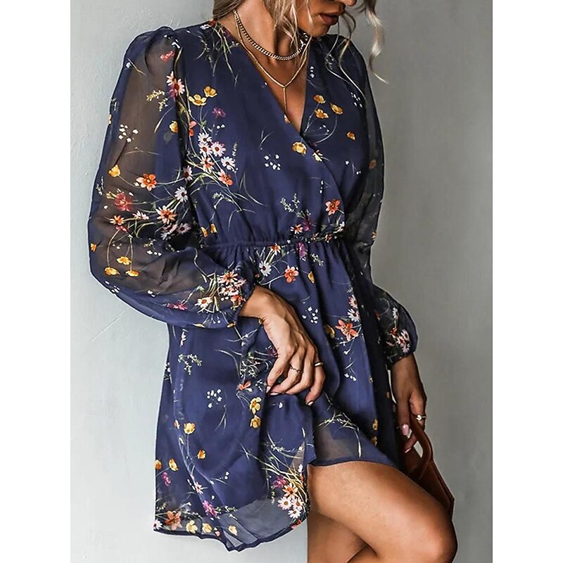 Women's Casual Dress Formal Dress Floral Print V Neck Mini Dress Stylish Casual Daily Date Long Sleeve Summer 10