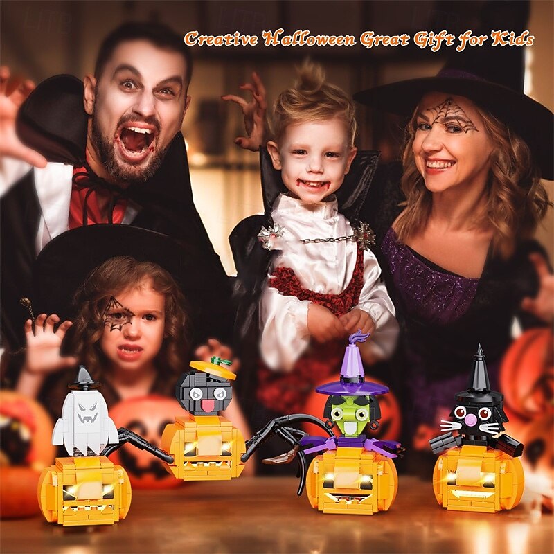 445PCS Halloween Small Particle Building Block Puzzle Pumpkin Combination Glowing Gift3