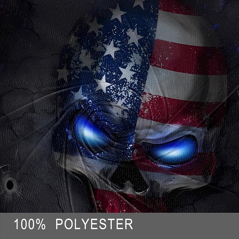 Men's Flag Skull Sweatpants Joggers Mid Waist Casual Outdoor 3D Print Fall & Winter Black3