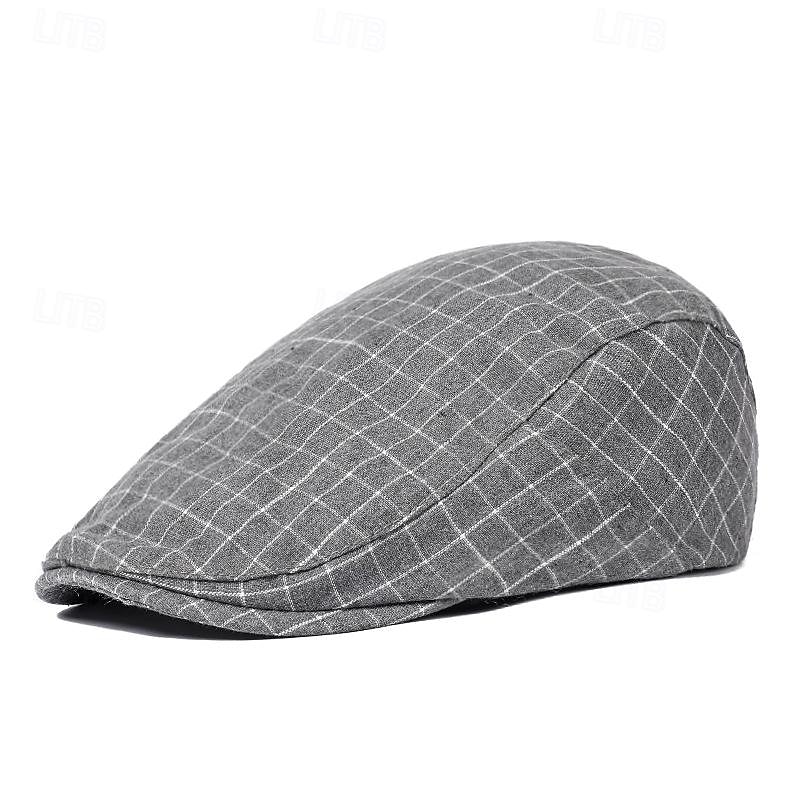 Men's Flat Cap Ascot Hat Newsboy Hat Black White Cotton Fashion Casual Street Daily Plaid Adjustable Sunscreen Breathable3