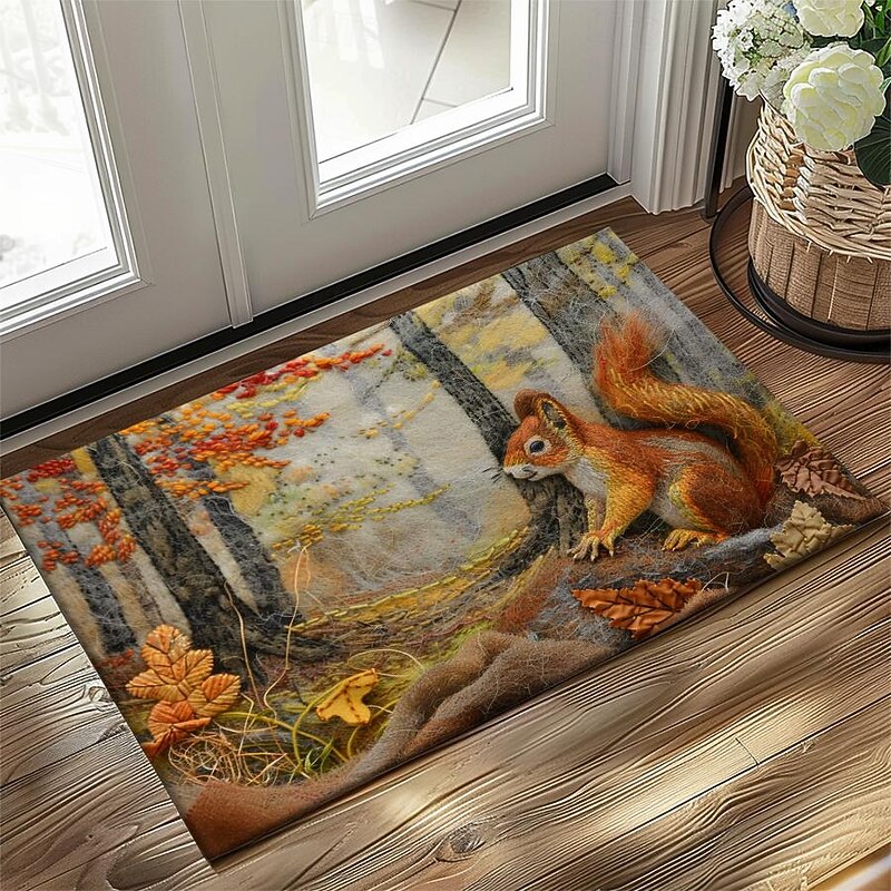 Autumn Quilt Forest Squirrel Doormat Kitchen Mat Floor Mat Non-Slip Area Rug Oil Proof Rug Indoor Outdoor Mat Bedroom Decor Bathroom Mat Entrance Rug2