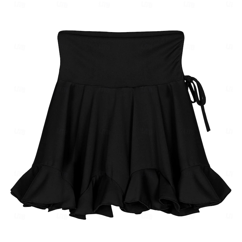 Women's Latin Dance Skirt Practice Dress Ruffle Pleated Mini Shorts Skirt Ballroom Salsa Tango Sexy Dancing Skirt4