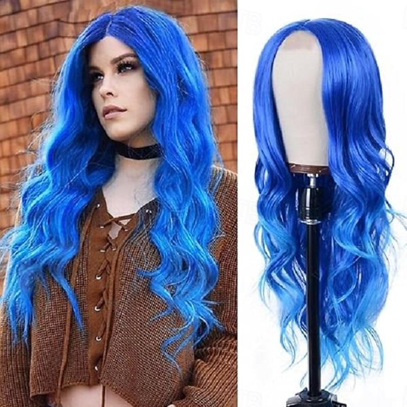 Mixed Blonde Long Wave Wig for Women -26inch Middle Part Long Curly Wig Heat Resistant Synthetic Hair Looking Natural, Fiber Wig for Daily Party Use Halloween Wigs4