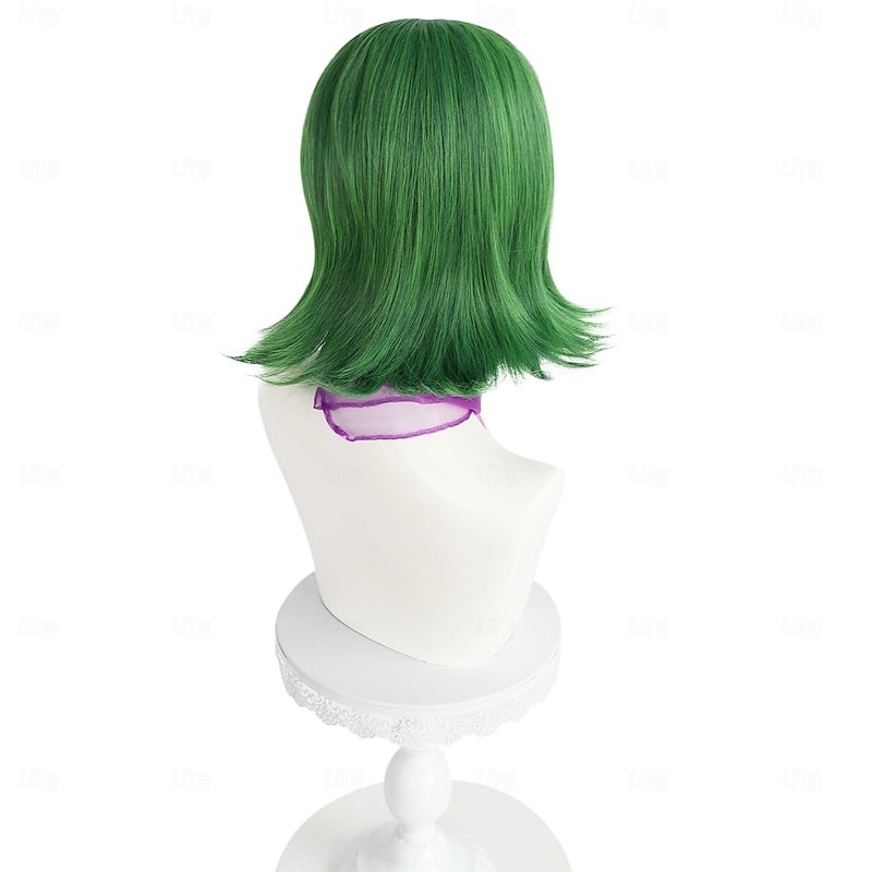 Inside Out 2 Disgust Wig Cosplay Short Green Wig for Women Anime Cosplay Green Bob Wig with Bangs Sythetic Hair Wig Anime Styled Wigs for Carnival Costume Party (Only Wigs) Halloween Wigs4