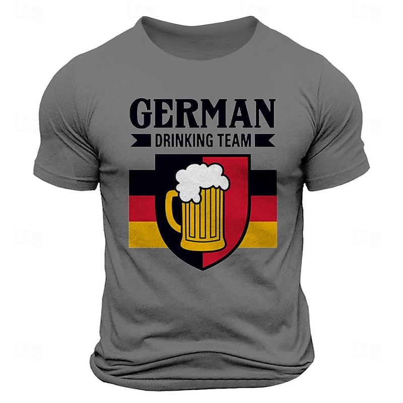 Men's Flag Funny Beer German Flag T Shirt Tee Top Cotton Short Sleeve Graphic Shirt White Dark Gray Comfortable Tee Street Sports Outdoor Fashion Designer Clothing2