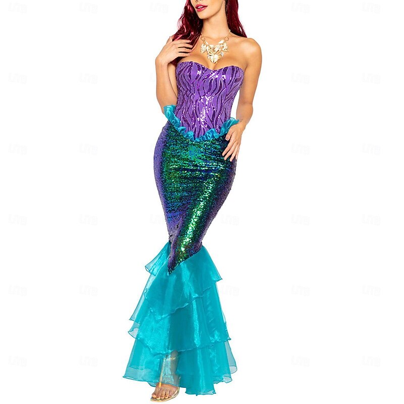 Mermaid Halloween Dress Masquerade Fancy Costume Carnival Costume Mermaid and Trumpet Gown Slip Cosplay Adults' Women's Carnival Masquerade Mardi Gras Party Halloween Masquerade Easy Halloween3