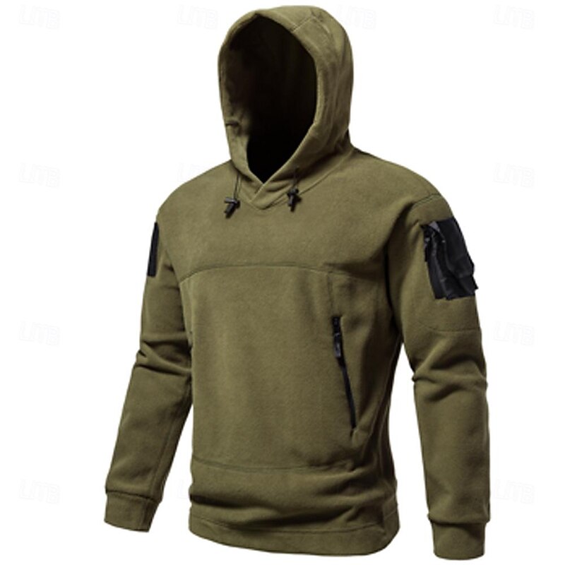 Men's Hoodie Black Army Green Gray Hooded Plain Pocket Sports & Outdoor Daily Holiday Streetwear Basic Casual Spring &  Fall Clothing Apparel Hoodies Sweatshirts2