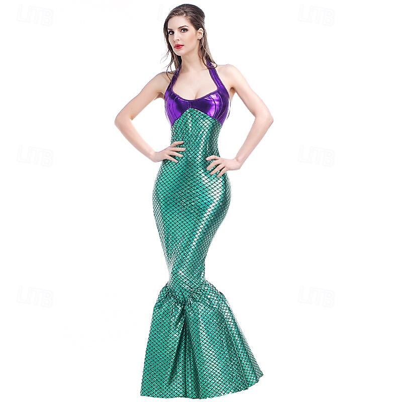 Mermaid Halloween Cosplay Costume Outfits Masquerade Carnival Costume Mermaid and Trumpet Gown Slip Adults' Women's Masquerade Mardi Gras Party Halloween Masquerade Easy Halloween Costumes Dress Up