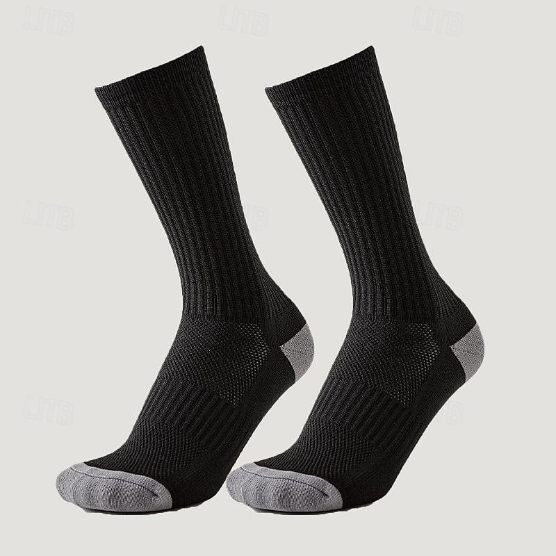 Men's 3 Pairs Multi Packs Socks Running Socks Long Socks White+White+Black Black Color Color Block Sports & Outdoor Daily Vacation Basic Medium Spring Fall Fashion Casual3