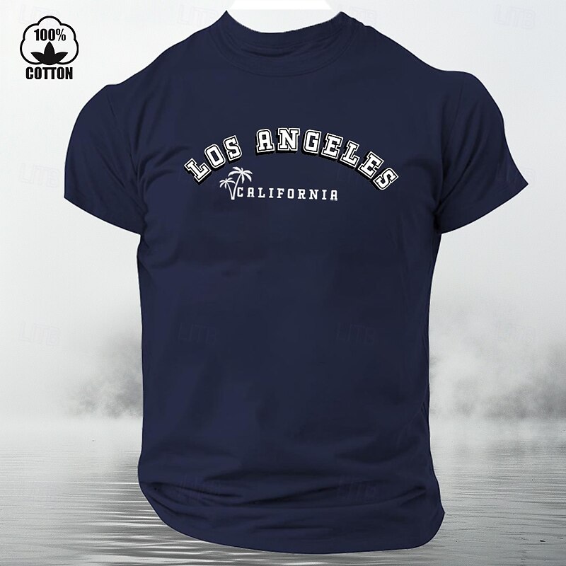 Men's T-Shirt, Los Angeles California Graphic, 100% Cotton Short Sleeve Palm Tree Graphic4