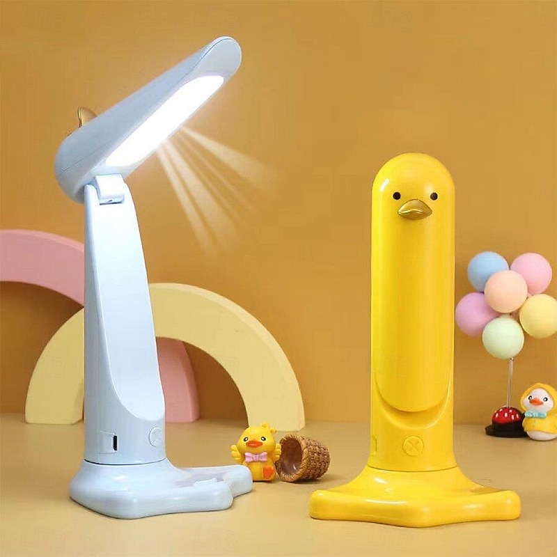 LED Student Reading Desk Lamp Folding Duck Lamp USB Rechargeable Beside Lamp Cute Pet Small Night Light Led Eye-care for Indoor Household Use 1pc