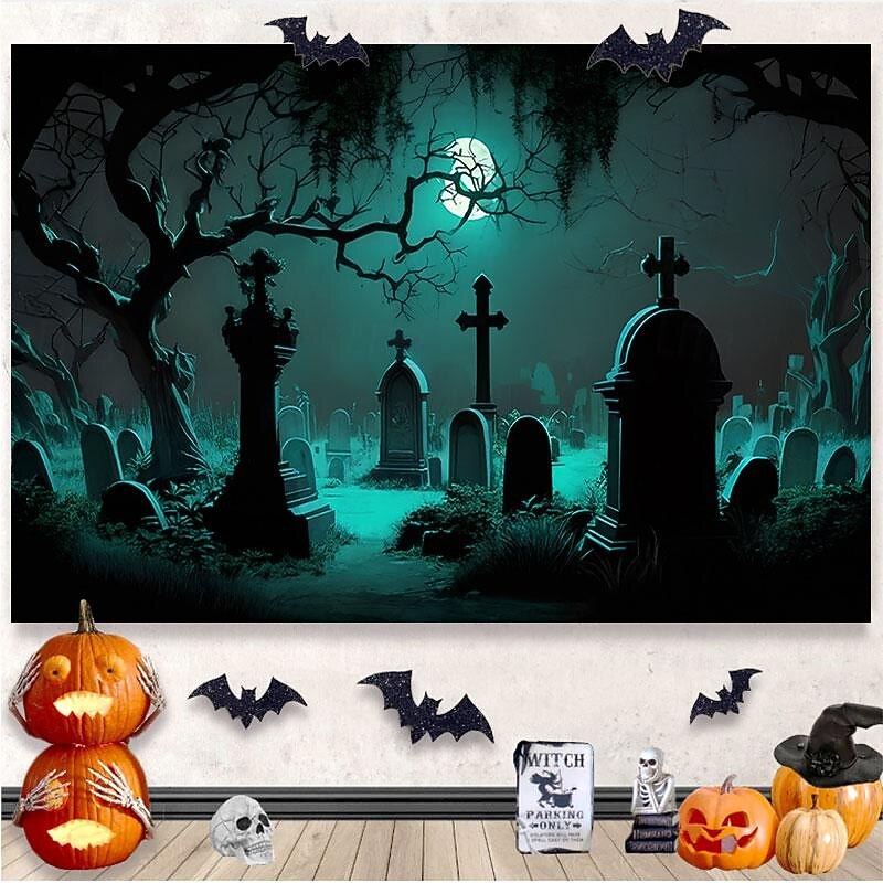 Halloween Decorations Hanging Tapestry Jack O Lantern Pumpkins Wall Art Large Tapestry Mural Decor Photograph Backdrop Blanket Curtain Home Bedroom Living Room Decoration  Creepy Forest3