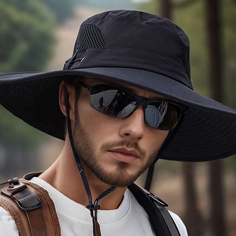 Sun Hat Bucket Hat Boonie hat Waterproof UV Protection Summer Spring Drawstring Wide Brim Men's Fishing Activity