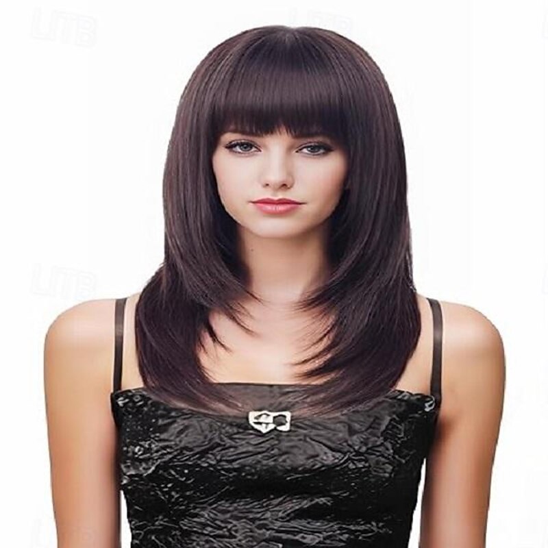 Long Wig with Bangs Layered Curly Wigs for Women Natural Synthetic Wigs Halloween Cosplay Party Wigs