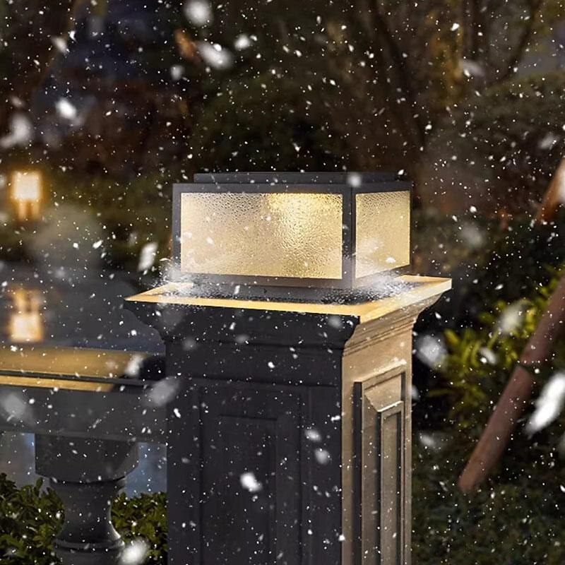 LED Outdoor Post Light Warm White 25/30/40cm Modern Post Caps Light With Frosted Glass Deck Fence Cap Light Waterproof Column Lights Pillar Lamp Outside Housing Landscape Pathway Lights For Patio Garden 110-240V