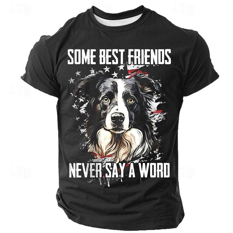 Men's Dog Lover Graphic T-Shirt: 'Some Best Friends Never Say A Word' Cane Corso & American Flag Design2