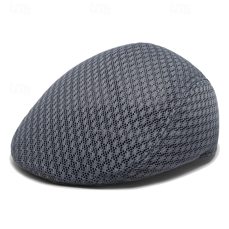 Men's Flat Cap Beret Hat Ascot Hat Newsboy Hat Black Light Grey Polyester Mesh Fashion Casual British Street Daily Plain Adjustable Breathable4