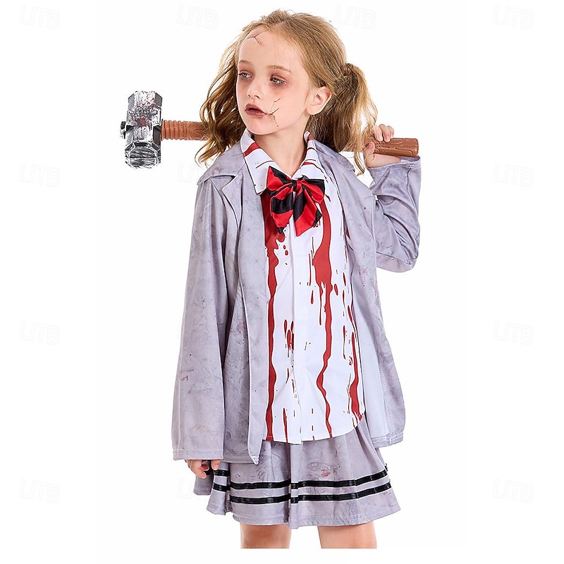 Zombie Student Halloween Cosplay Costume Party Costume Masquerade Outfits Cosplay Kid's Girls' Carnival Masquerade Mardi Gras Performance Party Halloween Easy Halloween Costumes Dress Up3