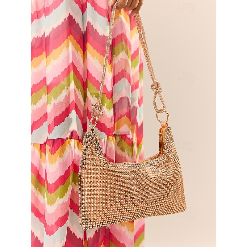 Women's Rhinestone Shoulder Bag – Elegant Evening Handbag with Long Strap – Sparkling Design, Perfect for Parties and Formal Events2