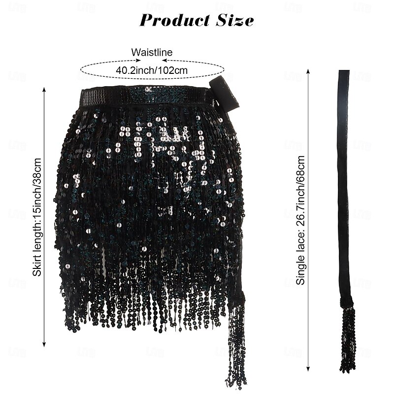 Belly Dance Costume, Skirt, Short Skirt, Carnival Sequins, Tassel, Waist Chain, Dance With Elongated Version, Oversized And Sexy2