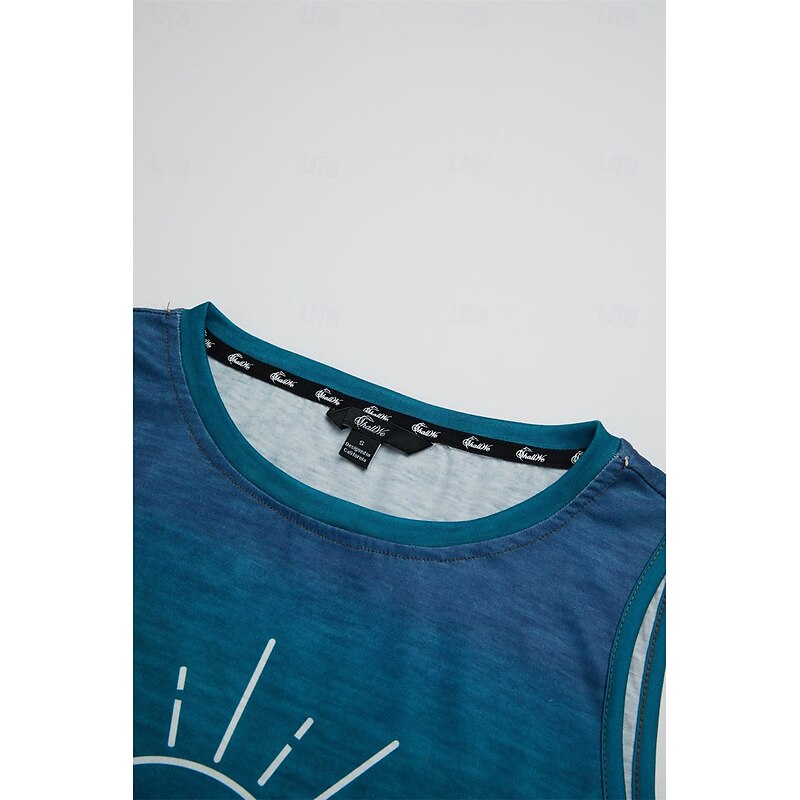 Women's Camisole Tank Top Vest Tropical Hawaiian Stylish Ombre Print Sleeveless Regular Tops Crew Neck Orange Summer4