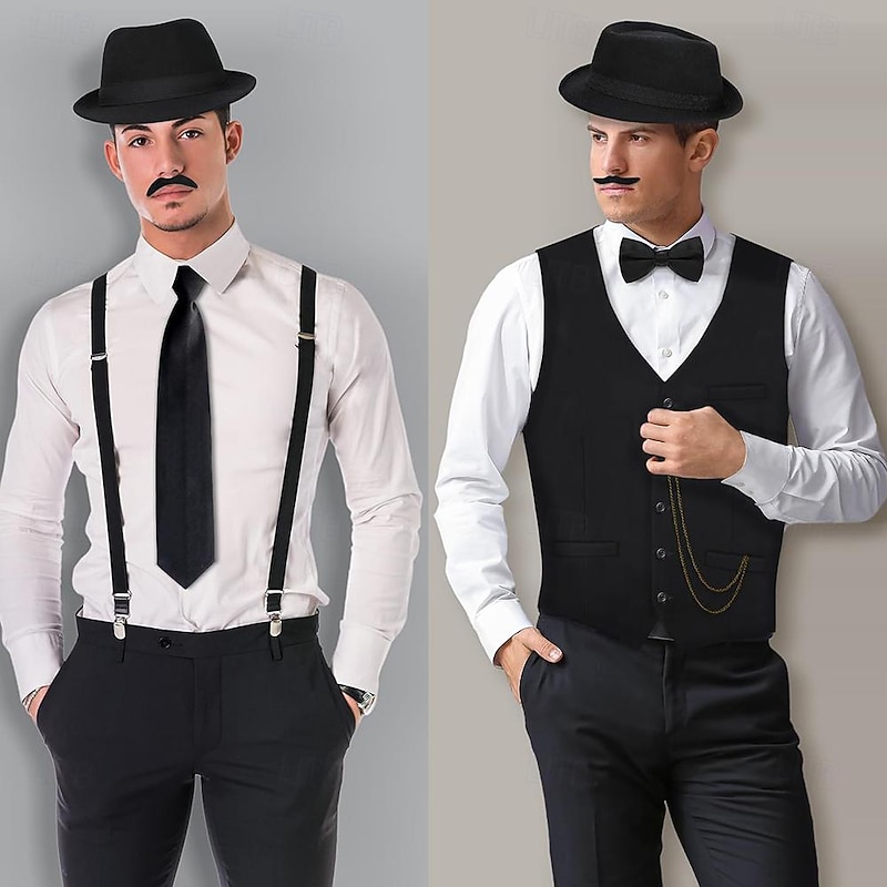 Retro Vintage Roaring 20s 1920s Outfits Vest Waistcoat The Great Gatsby Charleston Gentleman Fashion Fancy Dress Men's Christmas Halloween Carnival Prom Bachelorette Party Festival Adults' Vest More3