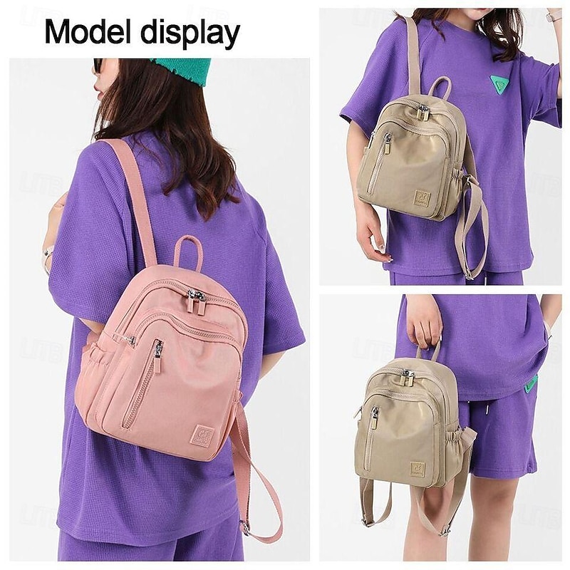 Women's Lightweight Nylon Backpack – Water-Resistant Casual Travel Bag with Multiple Pockets, Stylish Daypack for Work, School, and Outdoor Use4