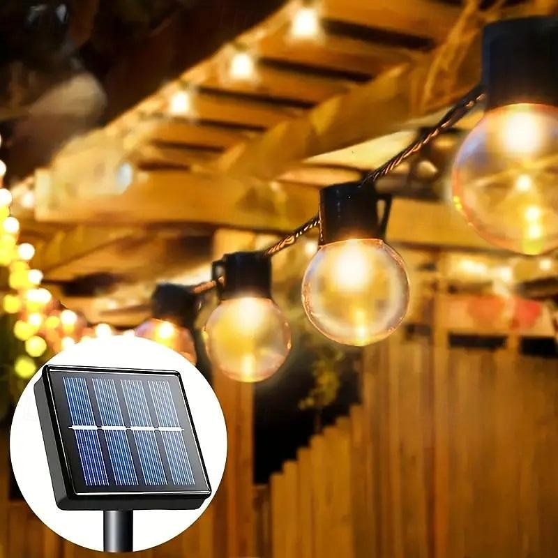 Outdoor Waterproof Solar Bulb String Lights Xmas G50 Bulb Light Wedding Garden Fairy Light Christmas Party Holiday Outdoor Camping Balcony Landscape Decoration