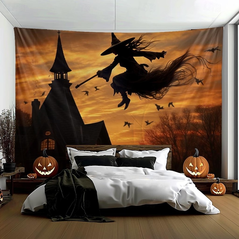 Halloween Decorations Witchs Hanging Tapestry Wall Art Large Tapestry Mural Decor Photograph Backdrop Blanket Curtain Home Bedroom Living Room2
