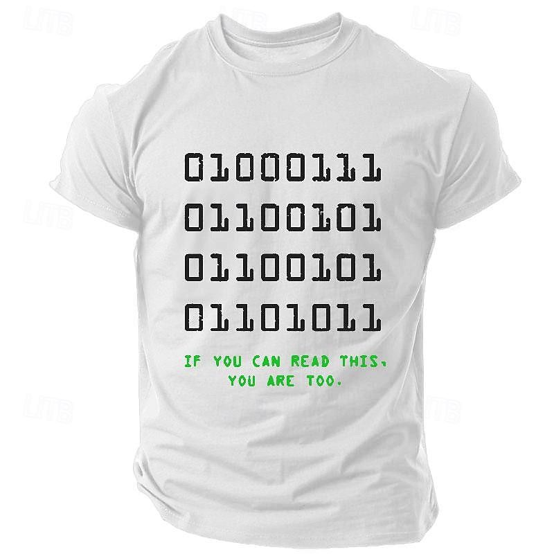 Mens Geek Binary Code Graphic T-Shirt - 'If You Can Read This, You Are Too' Funny Programmer Short Sleeve Tee