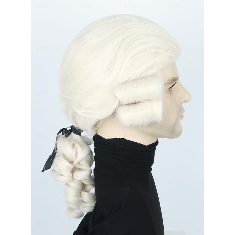 Men's Colonial Judge Wig Powdered Wig Long Curly Washington Costume Wigs Funny Wig Carnival Cosplay Wigs Halloween Wigs2