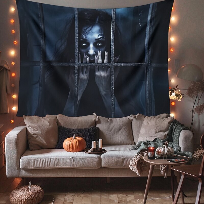 Halloween Decorations Scary Ghost Hanging Tapestry Wall Art Large Tapestry Mural Decor Photograph Backdrop Blanket Curtain Home Bedroom Living Room Decoration2