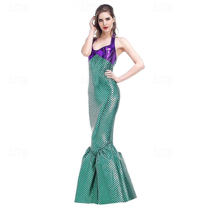 Mermaid Halloween Cosplay Costume Outfits Masquerade Carnival Costume Mermaid and Trumpet Gown Slip Adults' Women's Masquerade Mardi Gras Party Halloween Masquerade Easy Halloween Costumes Dress Up2