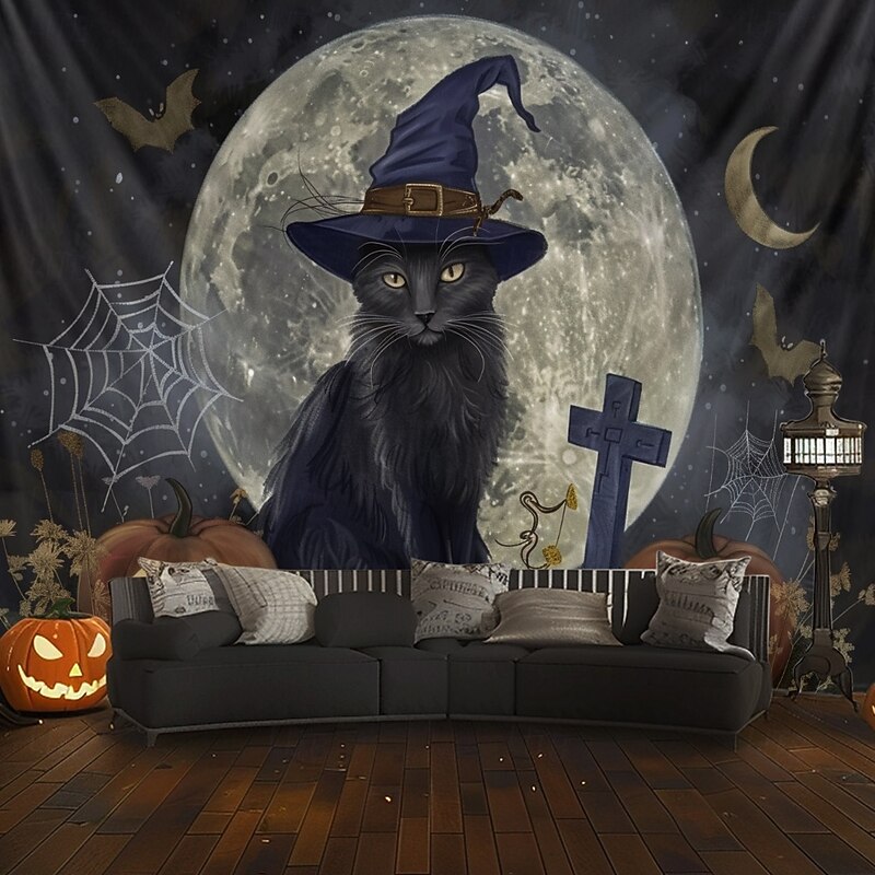 Cat Hanging Tapestry Wall Art Large Tapestry Mural Decor Photograph Backdrop Blanket Curtain Home Bedroom Living Room Decoration Ghost4