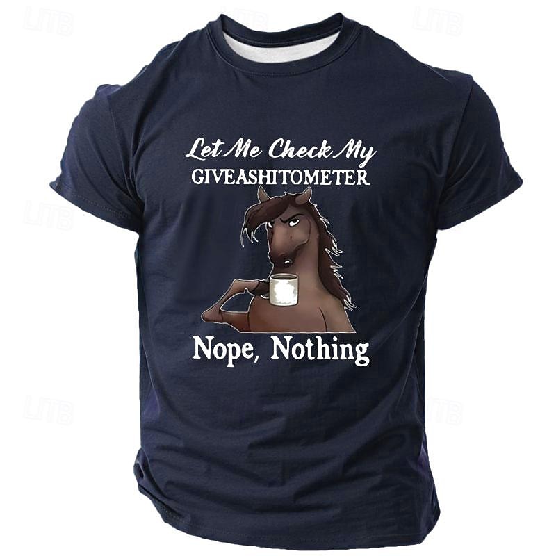 Men's Horse Funny T Shirt Short Sleeve T shirt 3D Print Crew Neck Shirt Retro Vintage Casual Street Casual Bar Black Blue Gray Spring & Summer Clothing Apparel S M L XL 2XL 3XL2