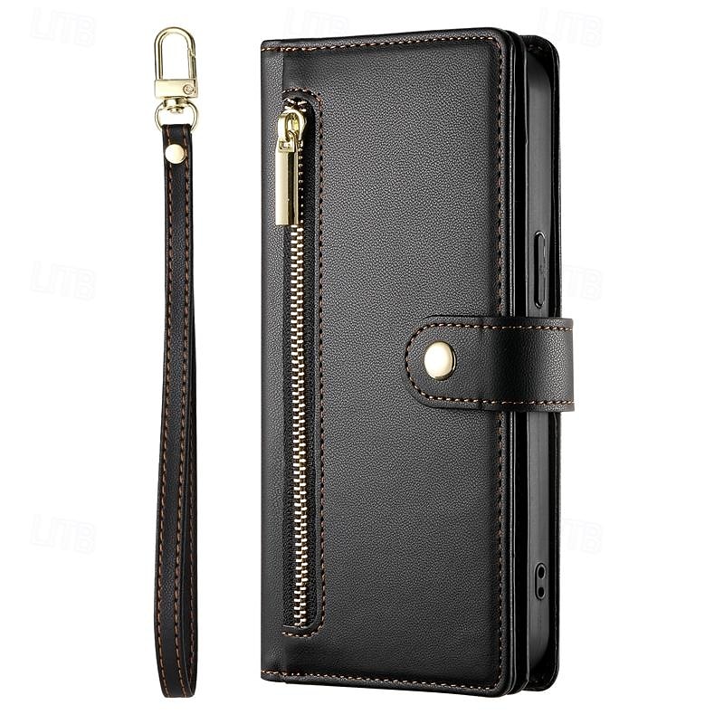 Phone Case For Samsung Galaxy S25 S24 S23 S23 FE S22 S21 Ultra Plus A55 5G A35 5G A25 A15 Back Cover with Stand Holder Magnetic Zipper Retro TPU PU Leather2