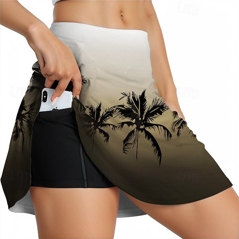 Women's Palm Tree Cycling Skort Skirt Bike Skirt Race Fit Sports Quick Dry High Elasticity Comfortable Breathable Purple Khaki Spandex Clothing Apparel Bike Wear