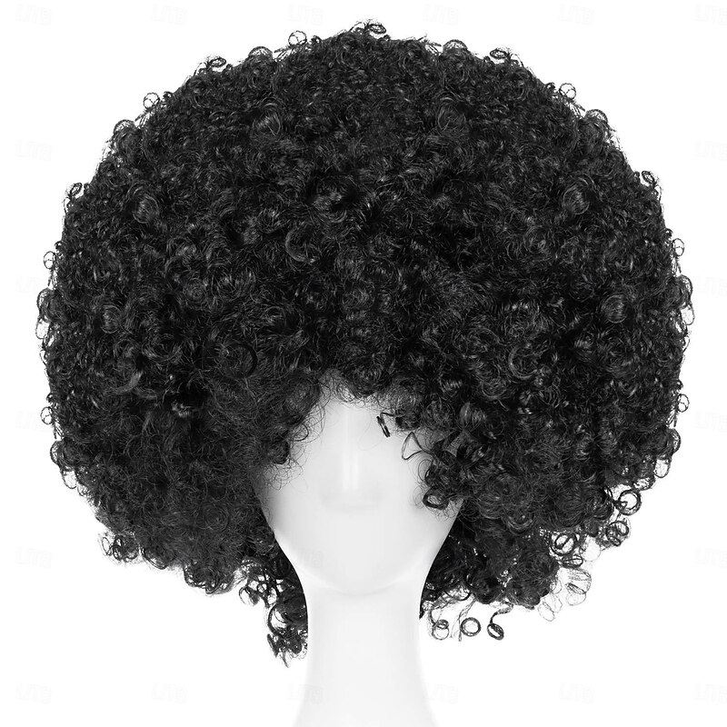 Unisex Short Fluffy Afro Funny Wigs for Carnival,Holiday Party Clown Costume (Black) Halloween Wigs2