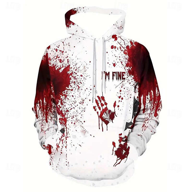 Halloween Hoodie Bloody Front Pocket Graphic For Couple's Men's Women's Adults' Halloween Carnival Masquerade 3D Print Halloween