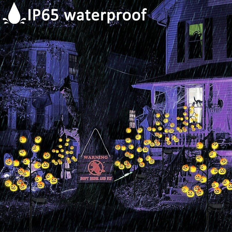 Halloween Outdoor Solar Pumpkin Lawn Lights Light Up Pumpkin Jack O Lantern Garden Decoration Waterproof Pumpkin Stake Light Halloween Tombstone Garden Lawn Courtyard Walkway Decor Street Lamp 1PC3