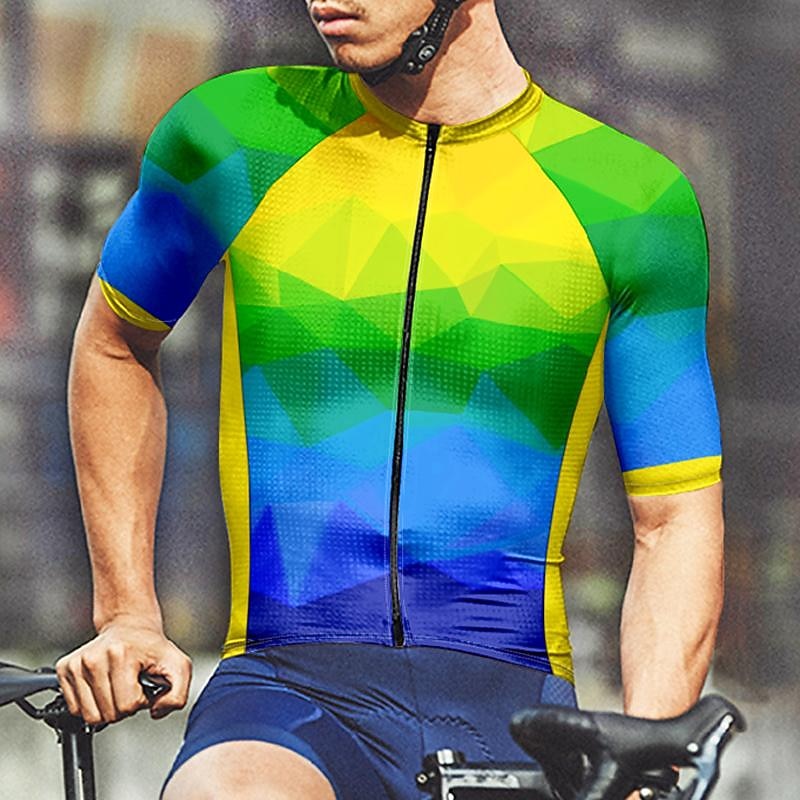 Men's Cycling Jersey Color Block Short Sleeve Bike Tee Tshirt Jersey Top with 3 Rear Pockets Mountain Bike MTB Quick Dry Breathable Sports Blue Clothing Apparel4