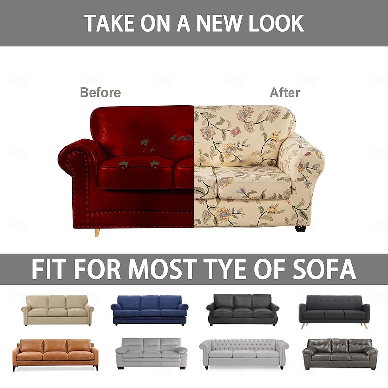 Sofa Cover Plants Yarn Dyed Polyester Slipcovers - Stylish Botanical Design - Soft and Durable Polyester Fabric - Protects and Revitalizes Your Sofa4