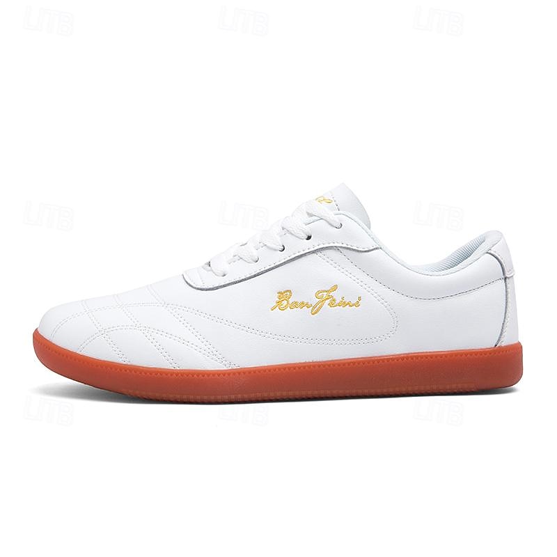 Men's White Leather Sneakers - Stylish Casual Shoes with Orange Sole for Everyday Wear3