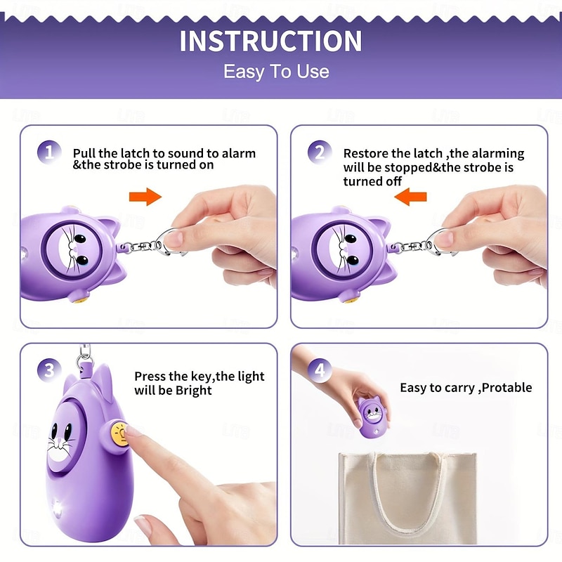 Personal Safety Alarm 130dB Loud Self Defense Keychain Siren with LED Strobe Light Personal Emergency Security Safe Devices Key Chain Alarms for Women Elderly2