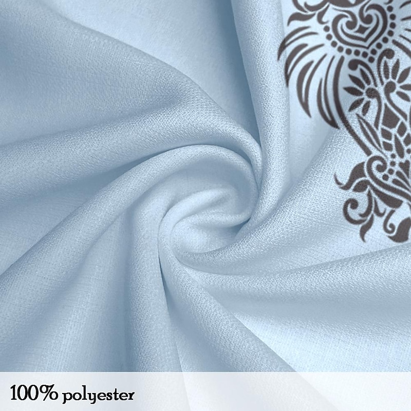 Men's Shirt Button Up Shirt Henley Shirt Long Sleeve Tribal Fashion Casual Beach Vacation Causal Casual Summer Spring & Fall Mandarin Collar Band Collar Buttons Print White Yellow Blue Beige3