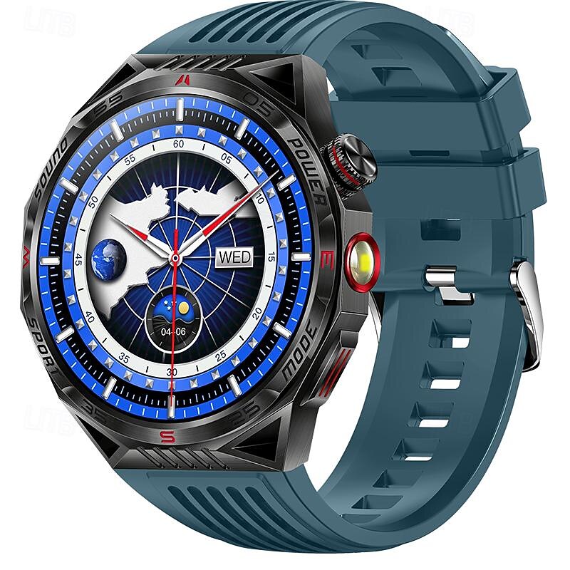 LED Flashlight Smart Watch Men HT28 Outdoor Sports Laser Light Bluetooth Talking Compass Smart Watch with 450mah Large Battery2