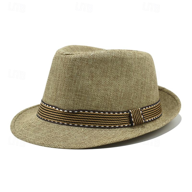 Men's Kentucky Derby Hat Sun Hat Party Hat Black Wine Bamboo Fiber Fashion Casual Street Daily Plain Sunscreen Breathable4
