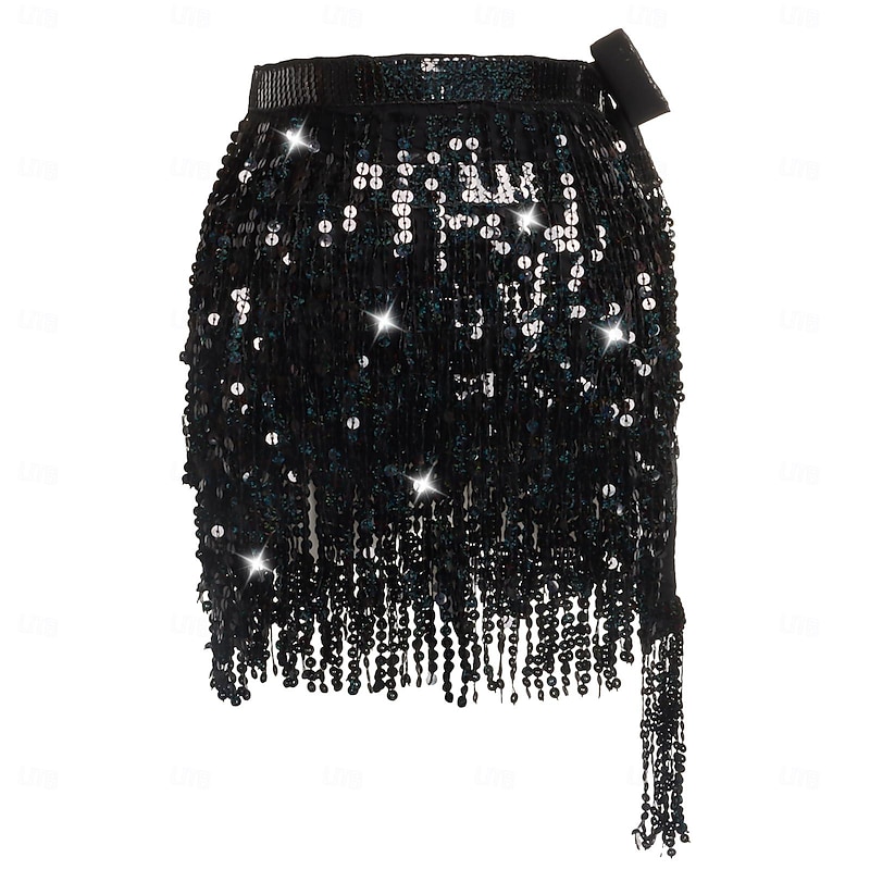 Belly Dance Costume, Skirt, Short Skirt, Carnival Sequins, Tassel, Waist Chain, Dance With Elongated Version, Oversized And Sexy
